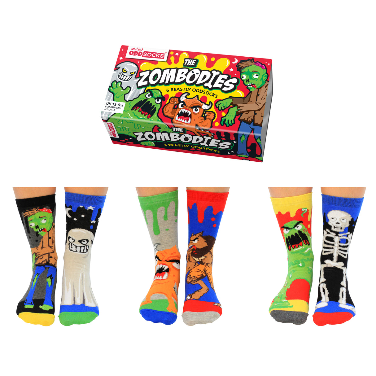 Zombodies Monster Oddsocks Socken in 30,5-38,5 im 6er Set