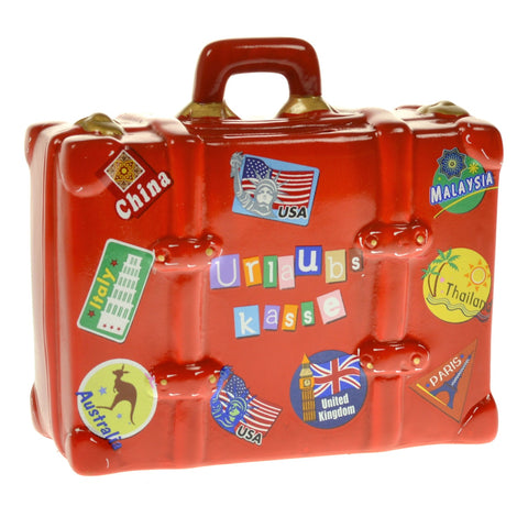 Die Urlaubskasse Koffer Spardose aus Keramik