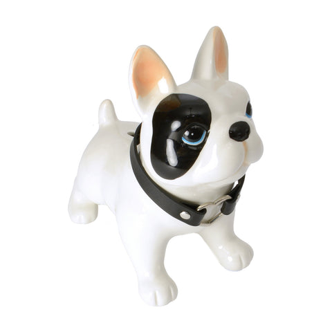 Französische Bulldogge Spardose mit Herz-Halsband