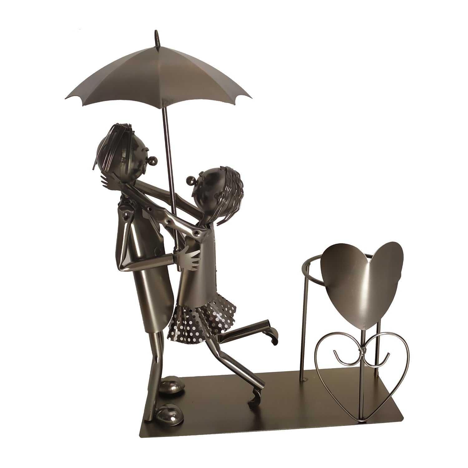 Wein Flaschenhalter Segelboot - Metall Deko Mit Liebespaar 30x33cm