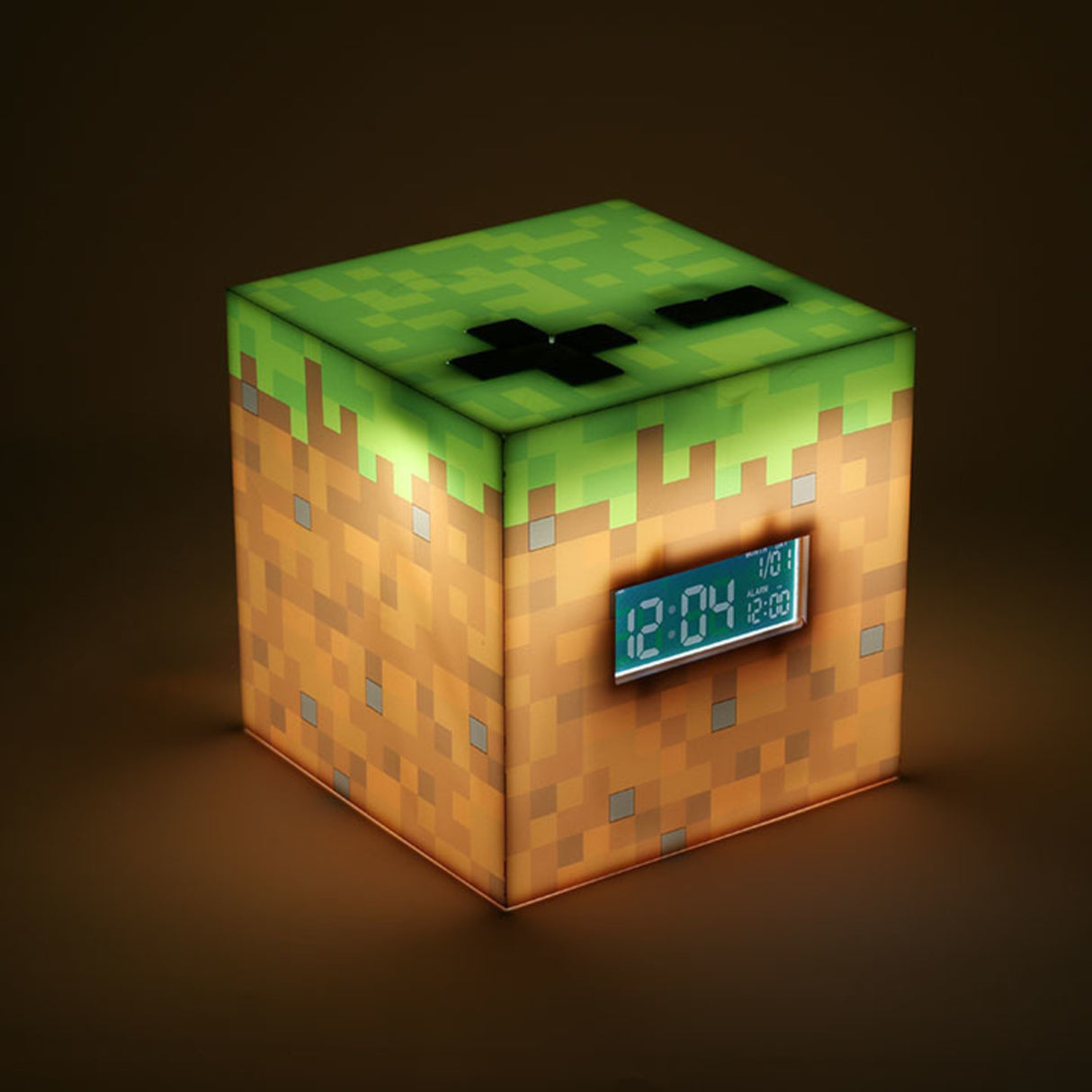 Minecraft Gras Block Wecker mit Leuchtfunktion