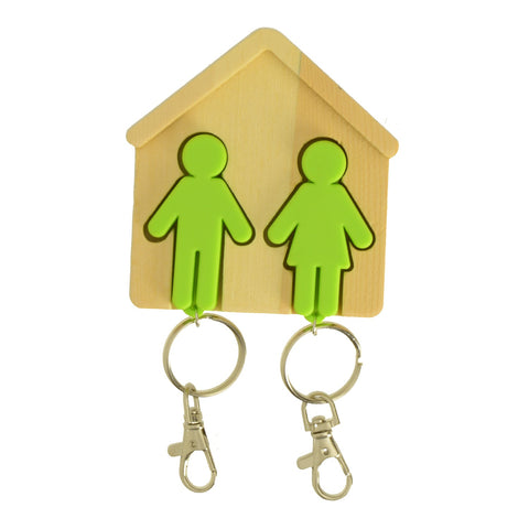 Mann und Frau Schlüsselhalter für zwei Schlüssel