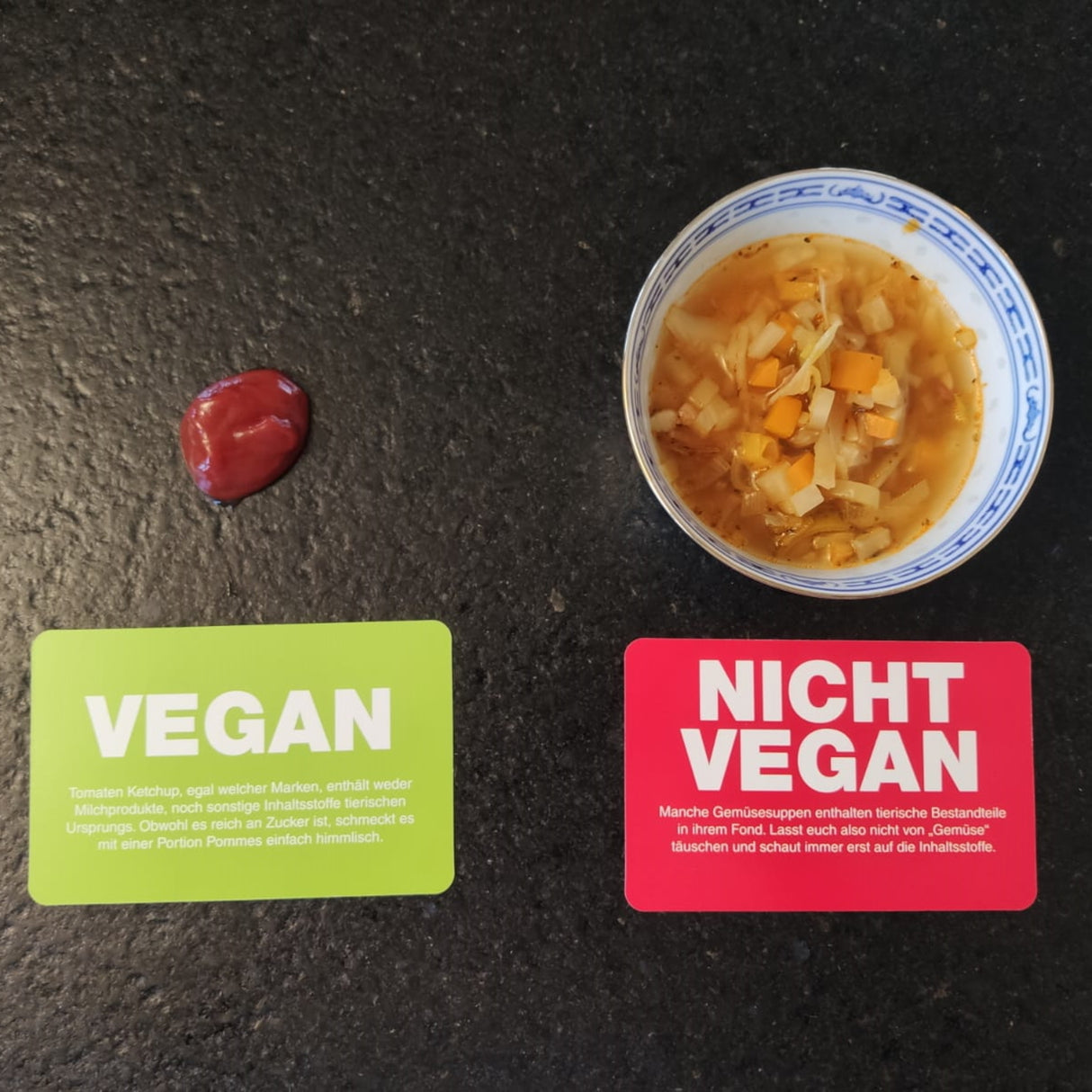 Vegan oder nicht Vegan? Quiz Gesellschaftsspiel mit 56 Karten