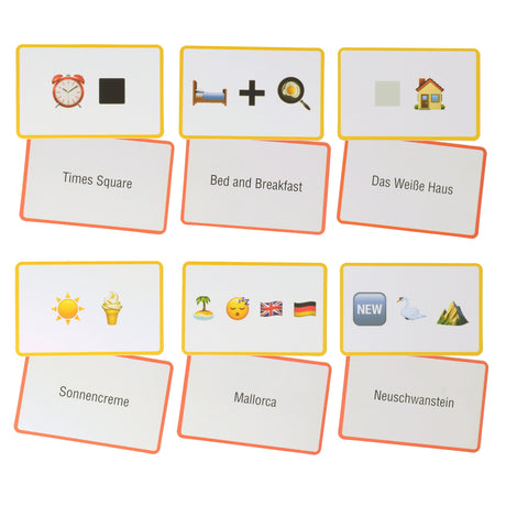 Reisen Emoticon Quiz Gesellschaftsspiel mit 56 verschiedenen Karten