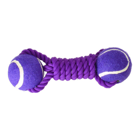 Hunde-Hantel Hundespielzeug mit Tennisball in lila