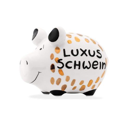 Luxus Schwein Sparschwein mit goldenen Punkten