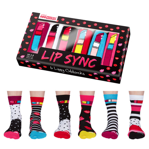 Lip Sync Lippenstift Oddsocks Socken in 37-42 im 6er Set
