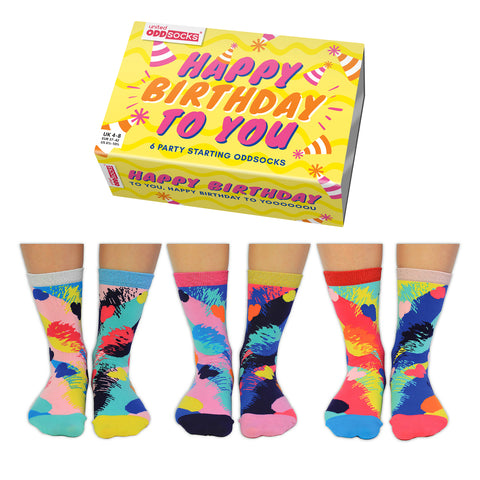 Happy Birthday Geburtstag Oddsocks Socken in 37-42 im 6er Set