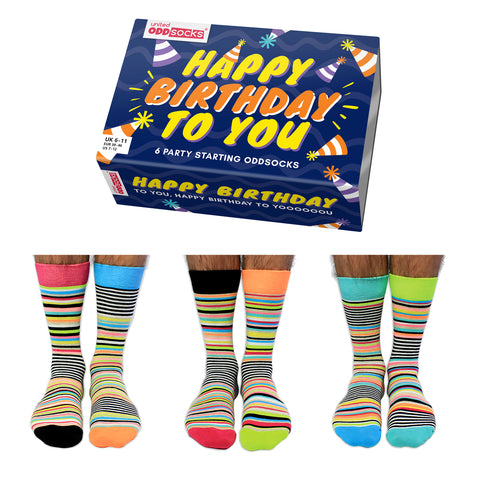 Happy Birthday Geburtstag Oddsocks Socken in 39-46 im 6er Set