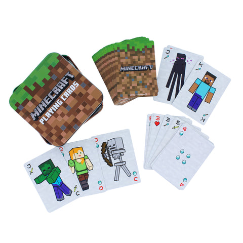 Minecraft Gras Block Spielkarten in schöner Blechdose
