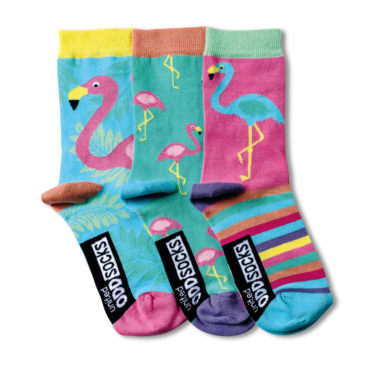 Verrückte Socken Oddsocks Flamingo für Mädchen im 3er Set